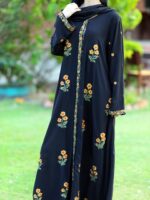Noir Gold Bloom Abaya - Image 2