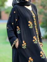 Noir Gold Bloom Abaya - Image 7