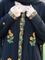 Noir Gold Bloom Abaya - Image 8