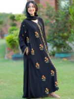 Noir Gold Bloom Abaya