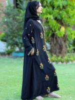 Noir Gold Bloom Abaya - Image 4