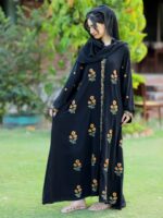 Noir Gold Bloom Abaya - Image 3