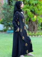 Noir Gold Bloom Abaya - Image 6