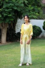 Lime Pearl Silk Kaftan