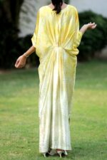 Lime Pearl Silk Kaftan - Image 3