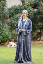 Silver Mist Elegance Abaya - Image 2