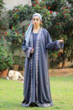 Silver Mist Elegance Abaya